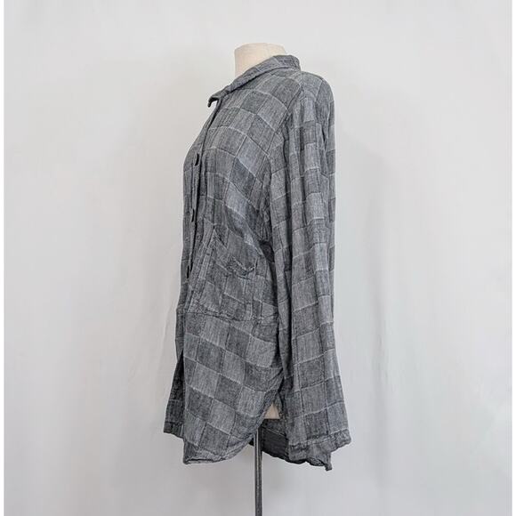 Mill Valley Clothing Company Tunic Top Gray Linen Mixed Pattern Misses Size L - Picture 4 of 6